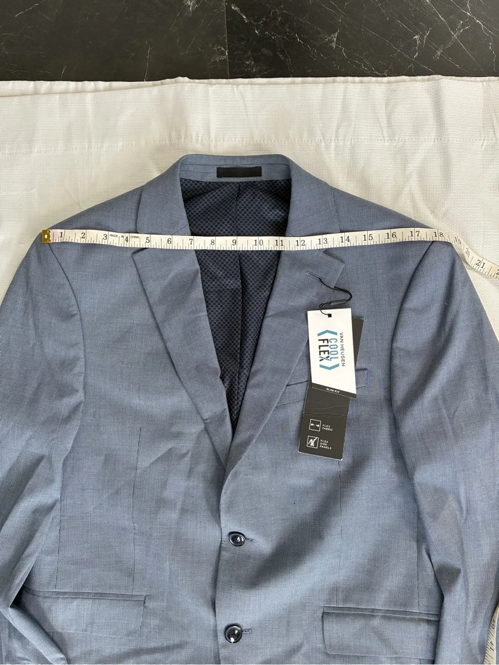 Van Heusen Cool Flex Slim Fit Blue Suit Jacket 40 Short Stretch WrinkleRes